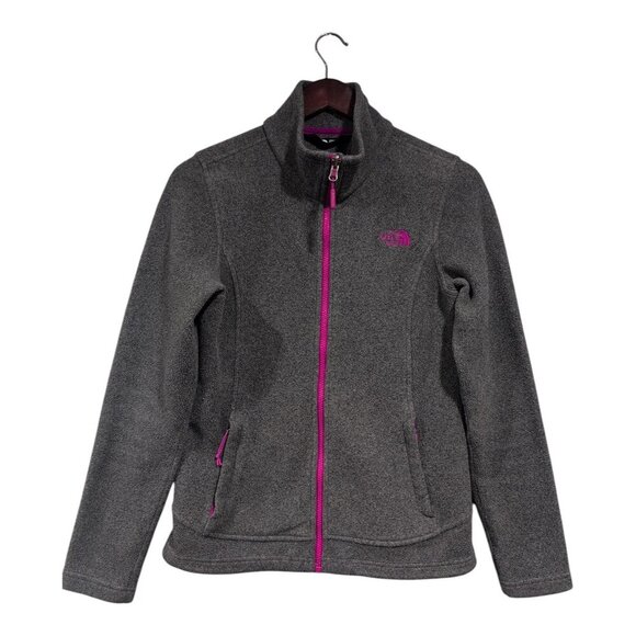 The North Face Women’s Fleece Full Zip Jacket Grey Pink Khumbu Lightweight Sz S - Picture 1 of 16
